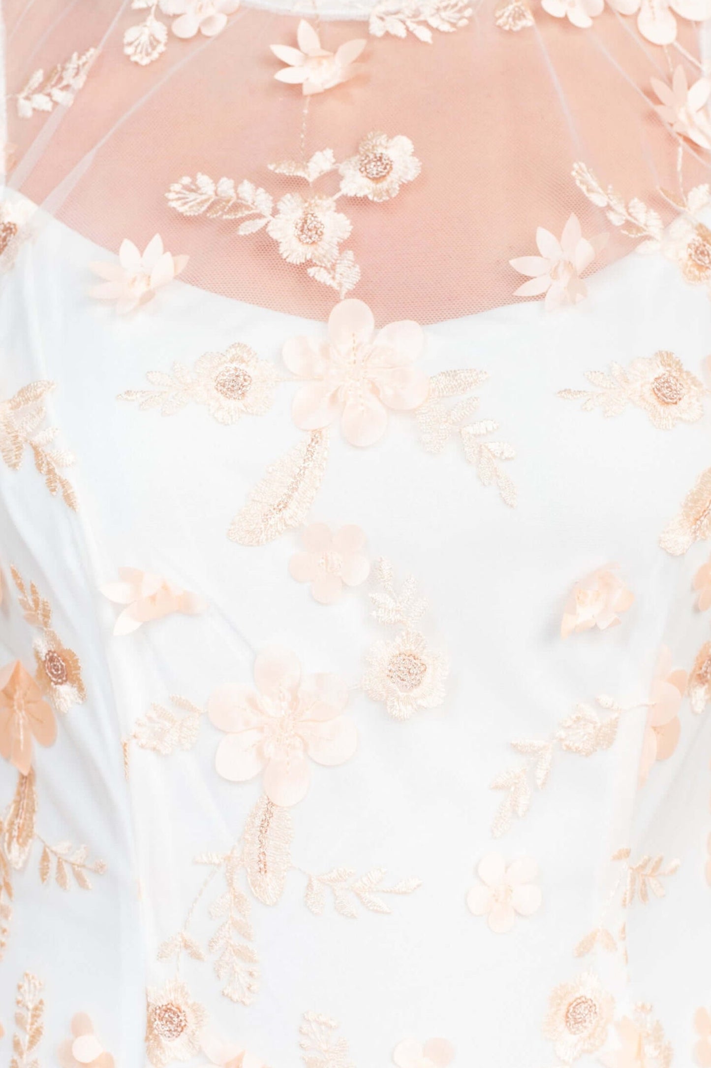 Adrianna Papell Illusion Crew Neck Bodycon Floral Embroidered Keyhole Back Zipper Back Short Mesh Dress-3