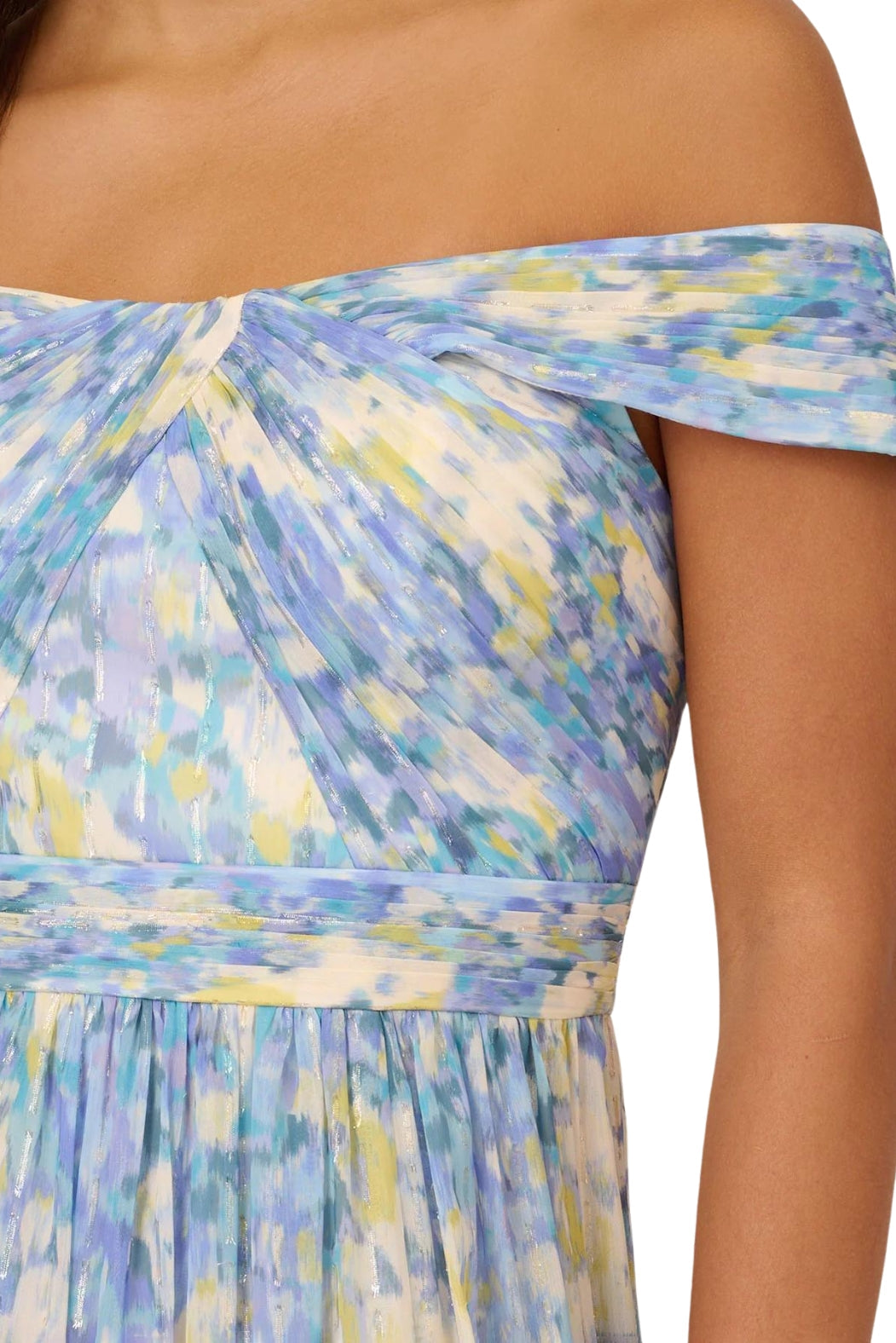 Adrianna Papell Off the Shoulder Chiffon Gown-3