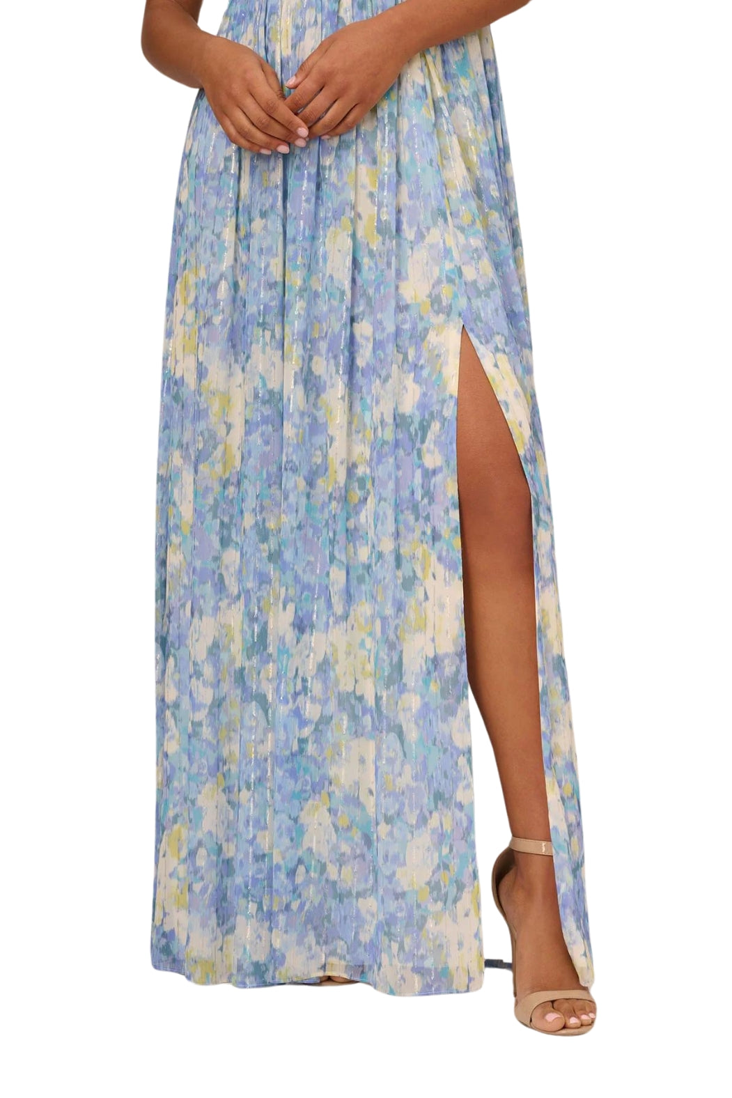 Adrianna Papell Off the Shoulder Chiffon Gown-4