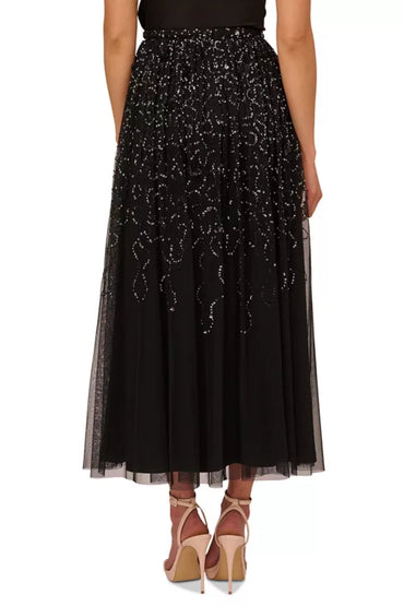 Adrianna Papell Beaded Mesh Midi Skirt-1