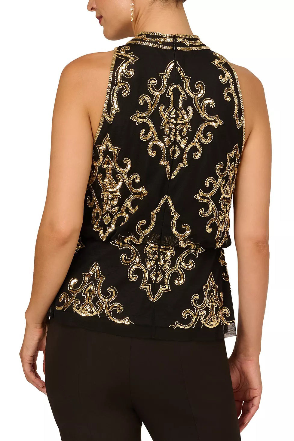 Adrianna Papell Sequin Halter-Neck Blouse-2