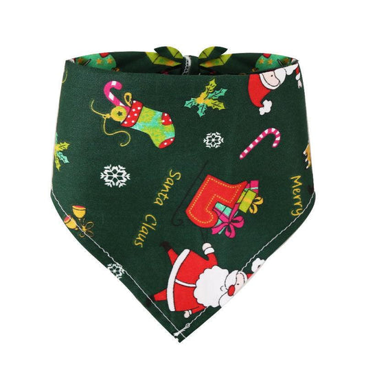 Festive Cotton Printed Pet Dress Triangle Scarf - Perfect For Christmas Cheer!-0