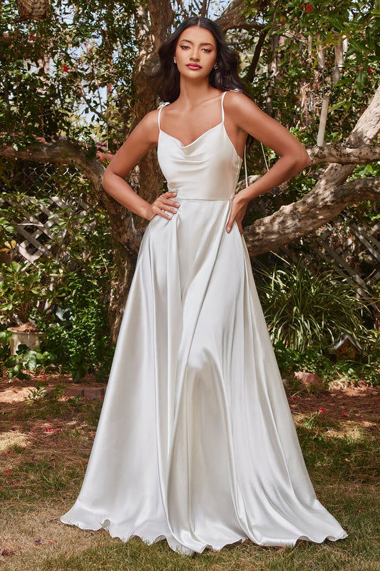 RAVISHING COWL A-LINE SATIN GOWN CDBD104W-0
