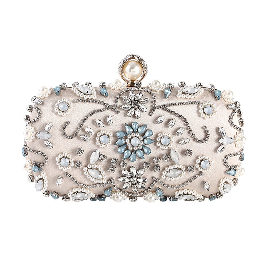 Beige Black Evening Clutch Bag Women Bags Wedding Shiny Handbags Bridal Metal Clutches Bag Chain Shoulder Bag-3