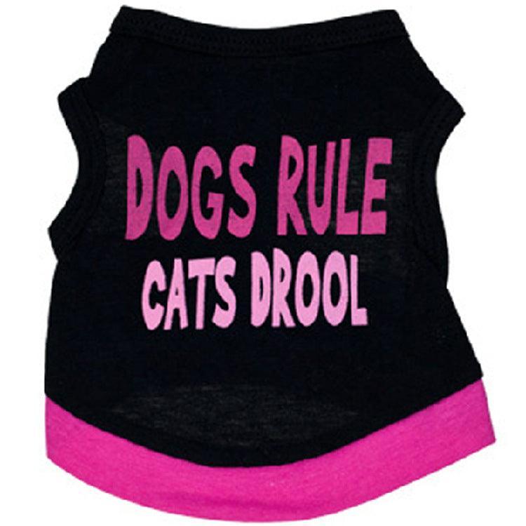 Black Printed Pink Letter Cotton Dog Vest-4
