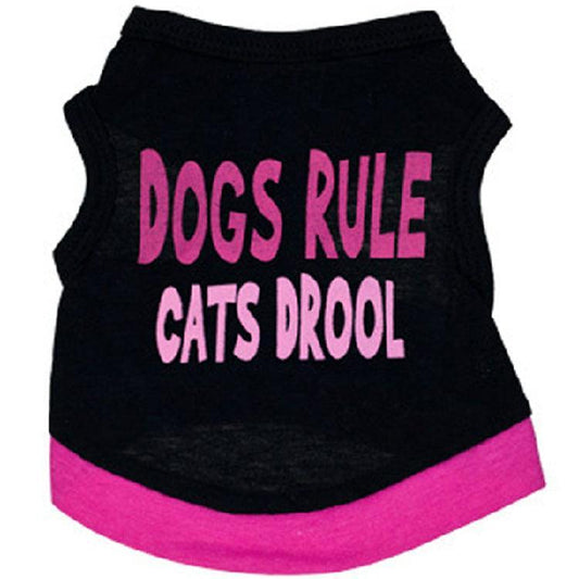 Black Printed Pink Letter Cotton Dog Vest-0