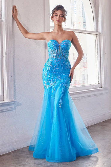STRAPLESS EMBELLISHED MERMAID GOWN CDCB139-1