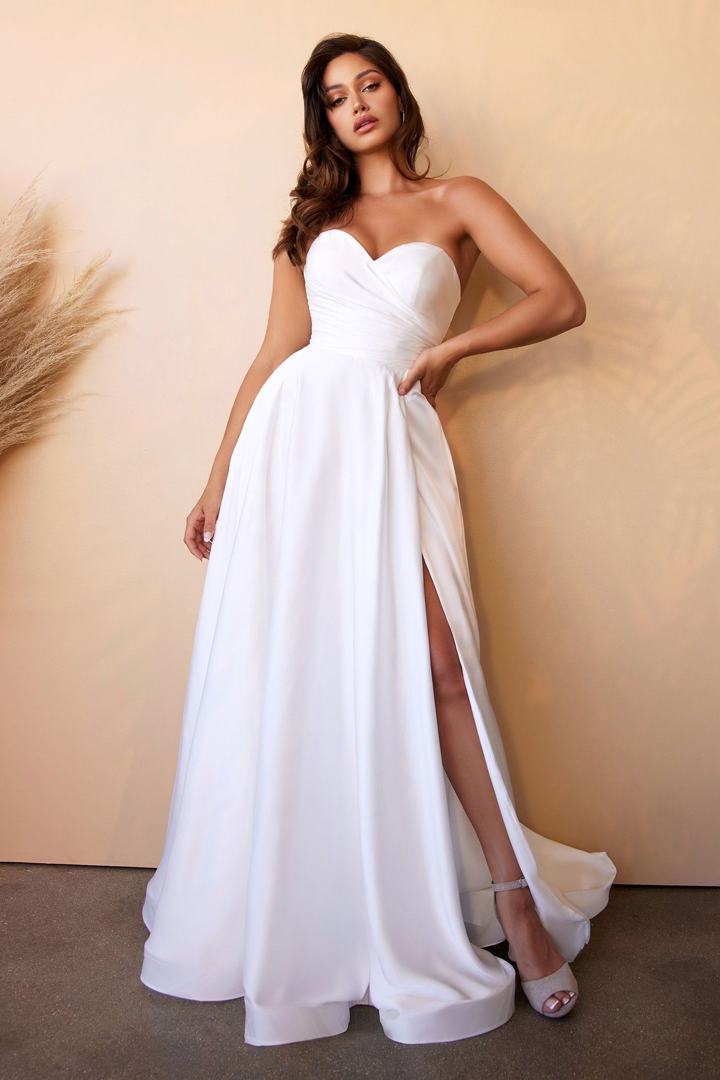 SATIN STRAPLESS BRIDAL BALL GOWN CDCD0166W-4