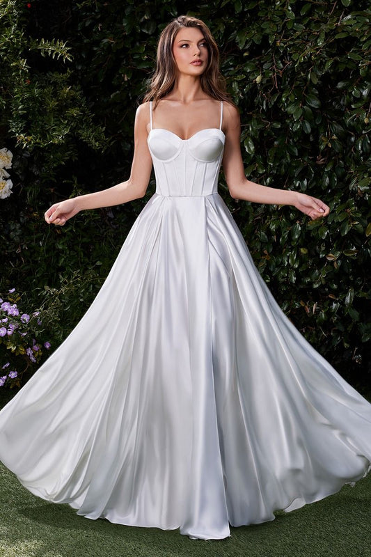 SATIN A-LINE BUSTIER BRIDAL DRESS CDCD337W-0
