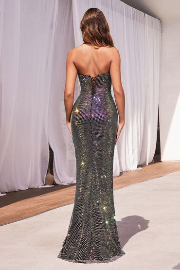 HALTER HOT STONE MESH DRESS CDCD339-1