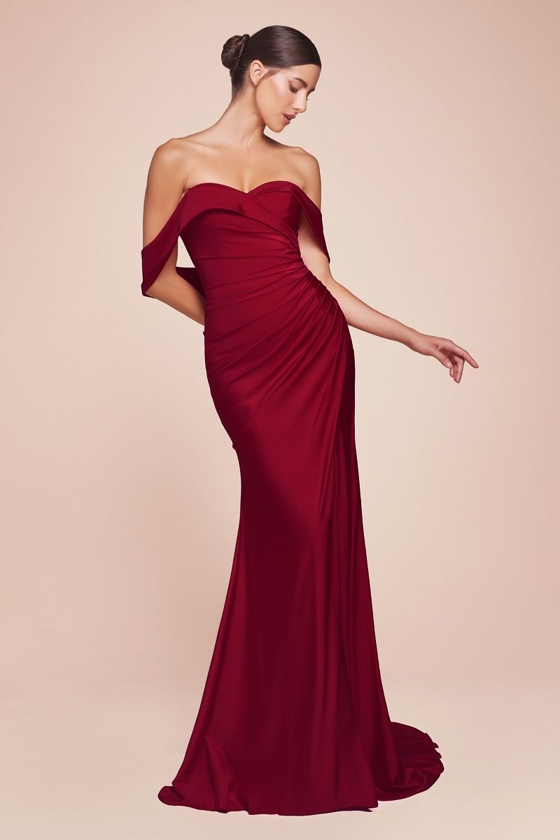 STRETCH SPANDEX OFF THE SHOULDER CURVE DRESS CDCD790C