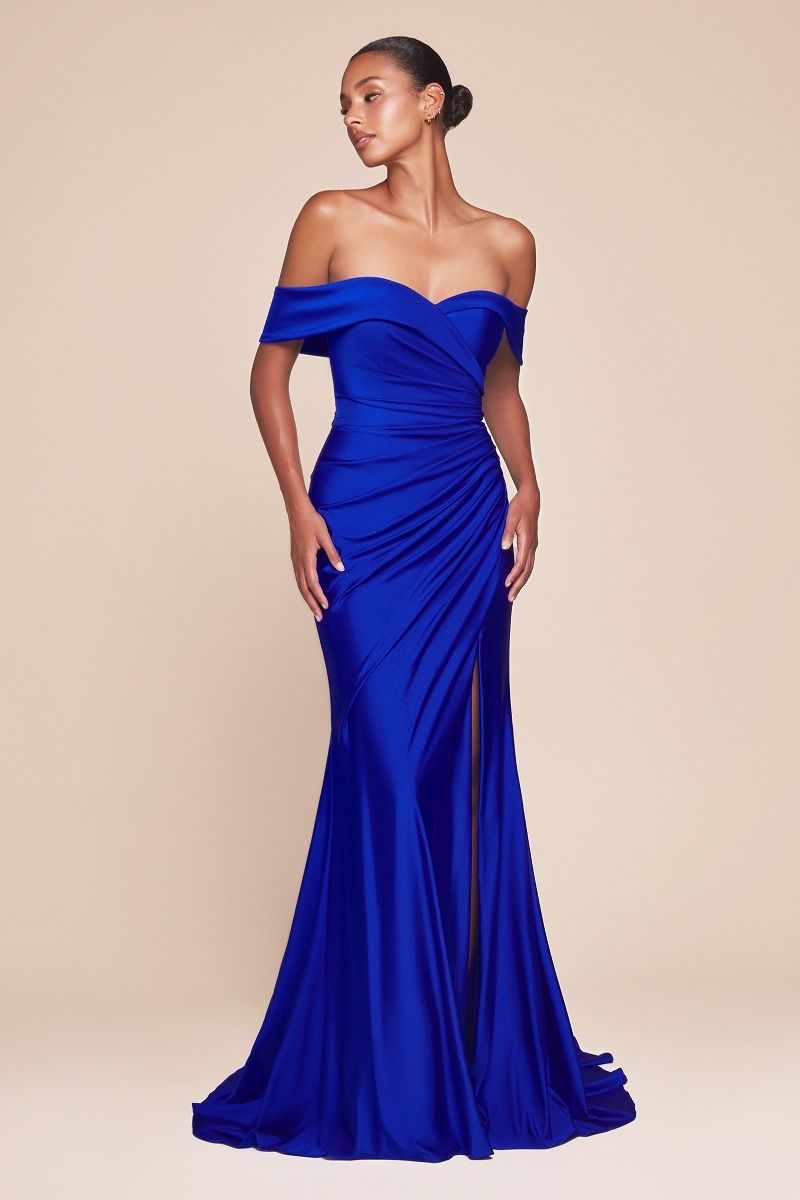 STRETCH SPANDEX OFF THE SHOULDER CURVE DRESS CDCD790C