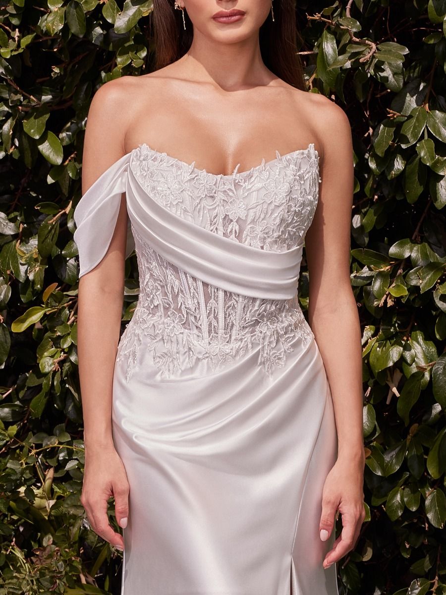 LACE SATIN FIT & FLARE BRIDAL GOWN CDCD804W