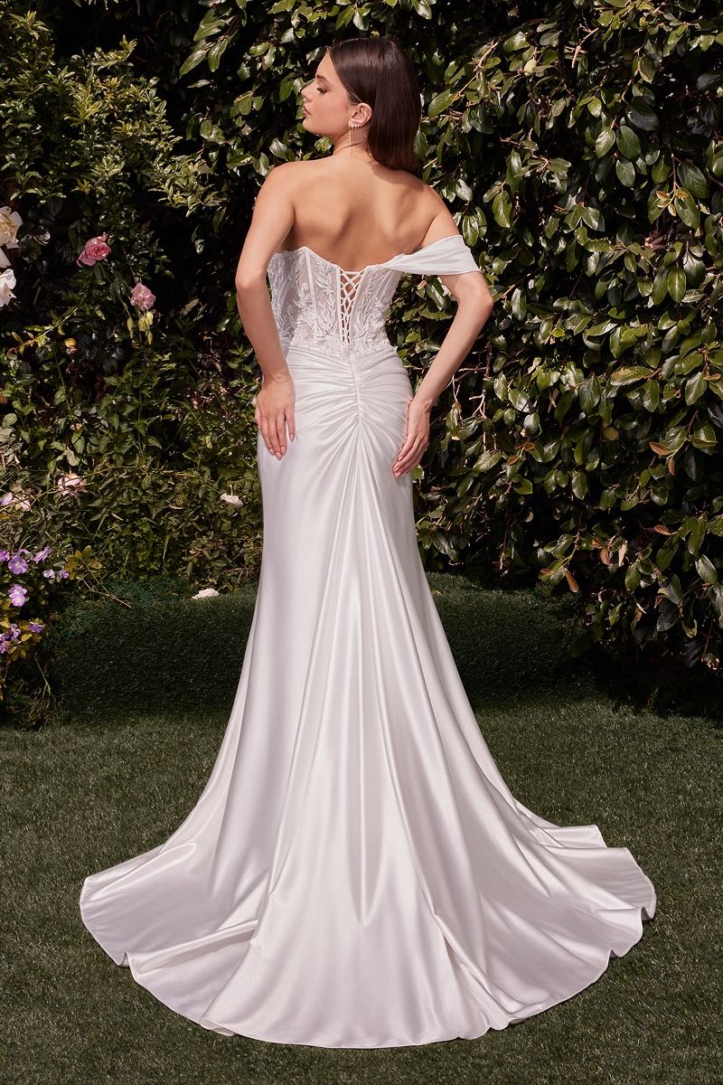 LACE SATIN FIT & FLARE BRIDAL GOWN CDCD804W