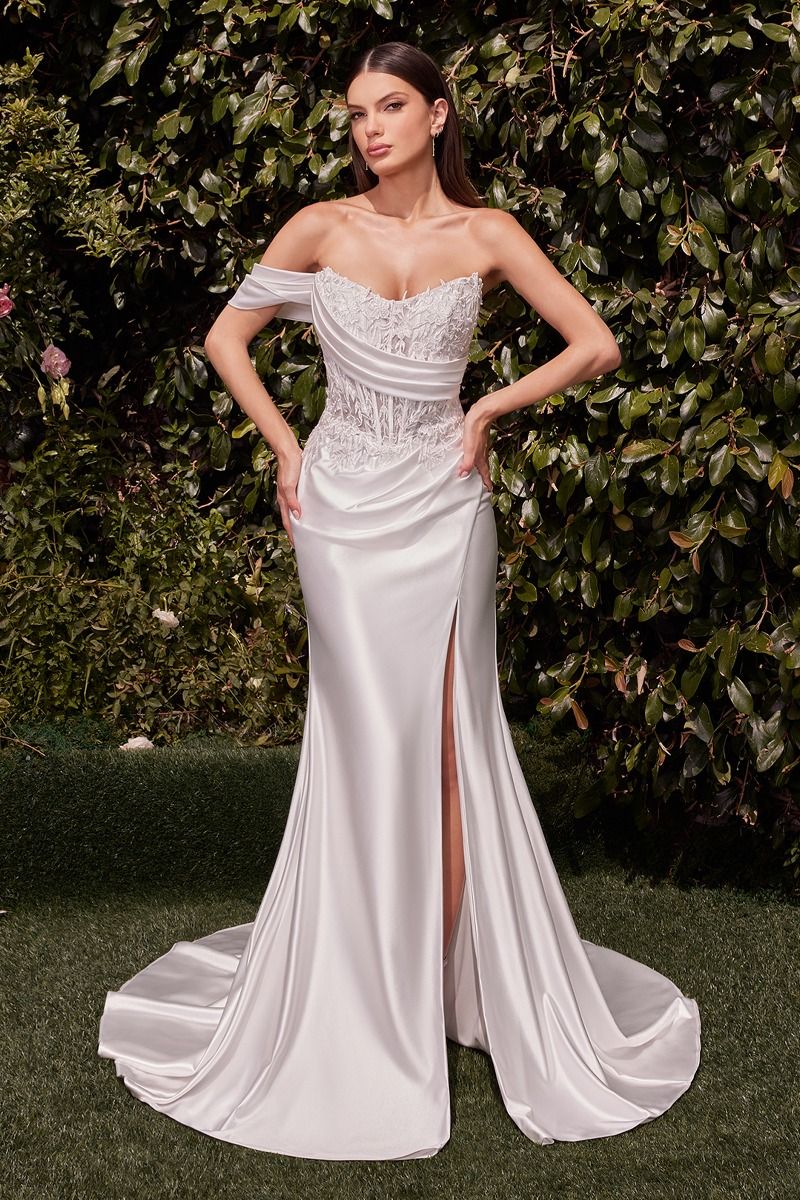 LACE SATIN FIT & FLARE BRIDAL GOWN CDCD804W