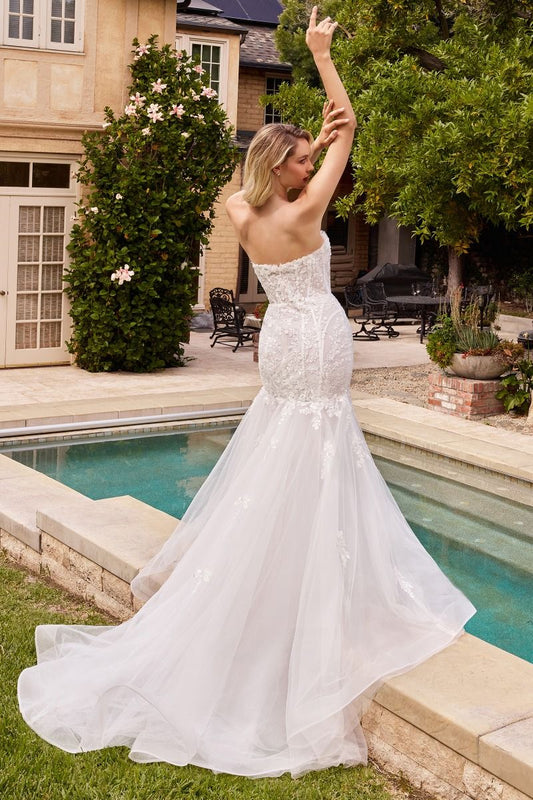 STRAPLESS MERMAID WEDDING DRESS & REMOVABLE SLEEVES CDCD858W-0