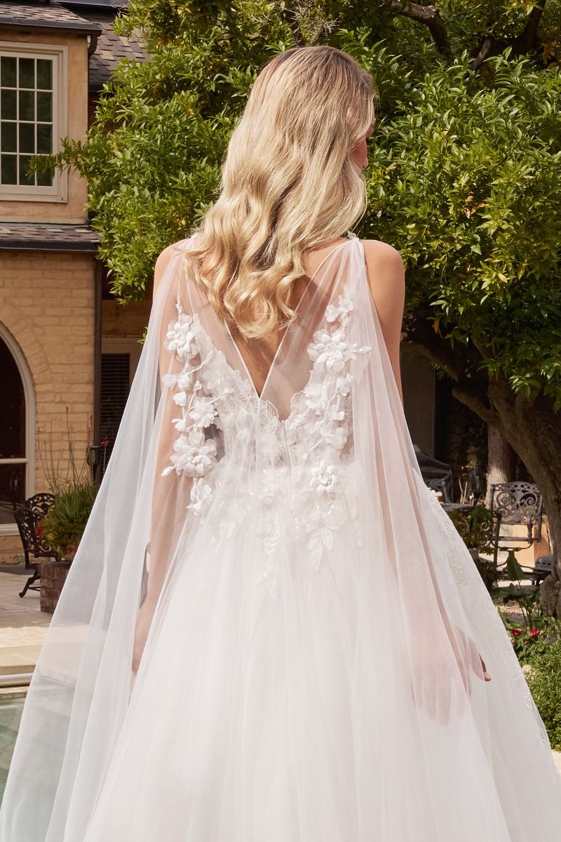 Layered Tulle Sweetheart Sheer Embroidered Lace Long Wedding Dress CDCDS437W