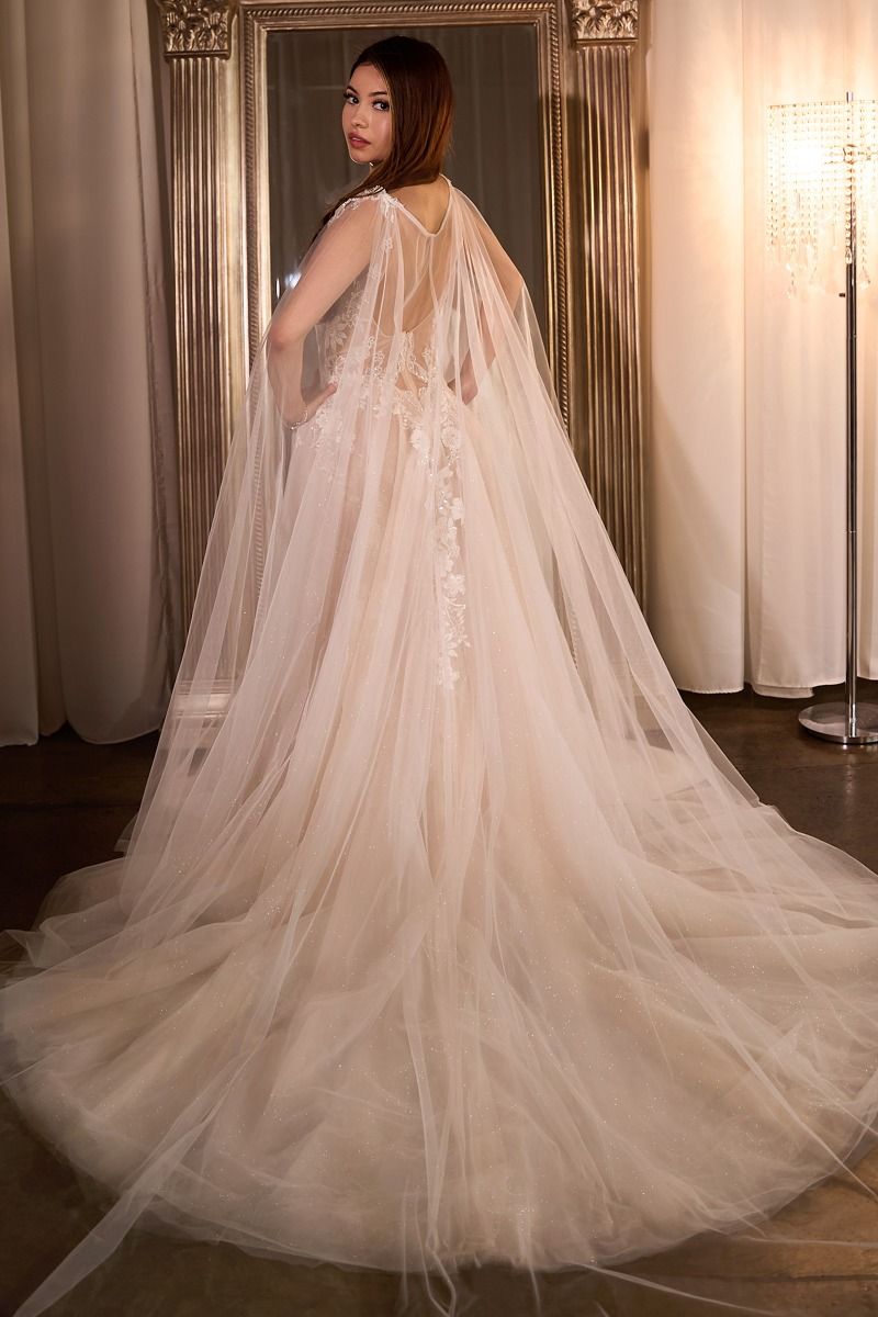 Layered Tulle & Lace Sheer Bodice Ball Long Wedding Dress CDCDS476W