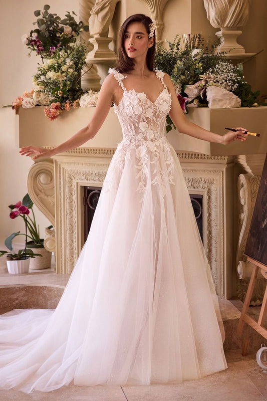 LACE APPLIQUED A-LINE TULE WEDDING DRESS CDCDS498W-0