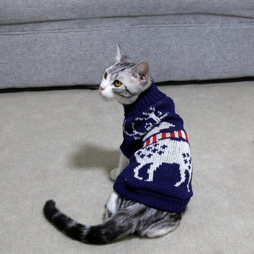 Cozy Christmas Pet Sweater: Festive Knitted High Collar Clothes For Dogs And Cats-1