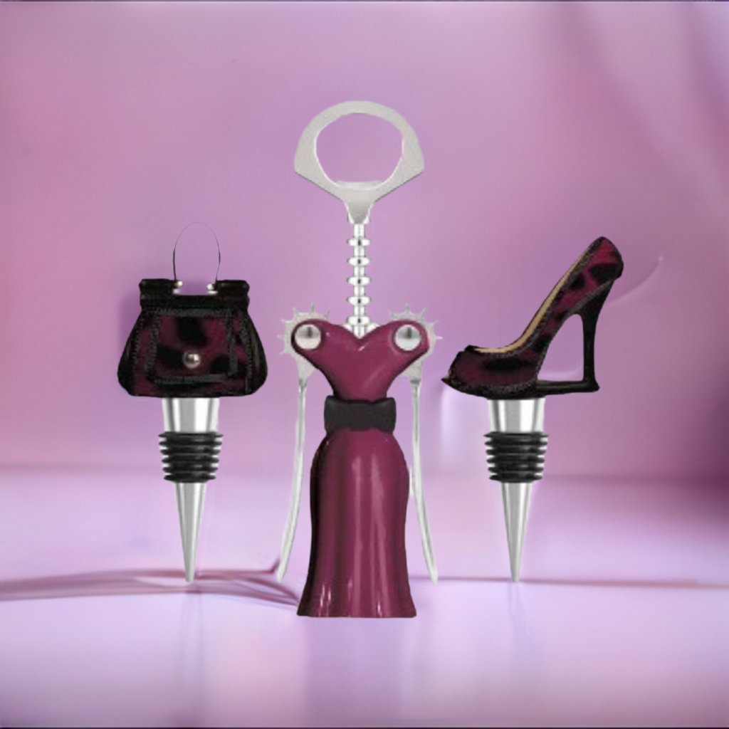 Dark Red Leopard Fashion Wine Stopper Set