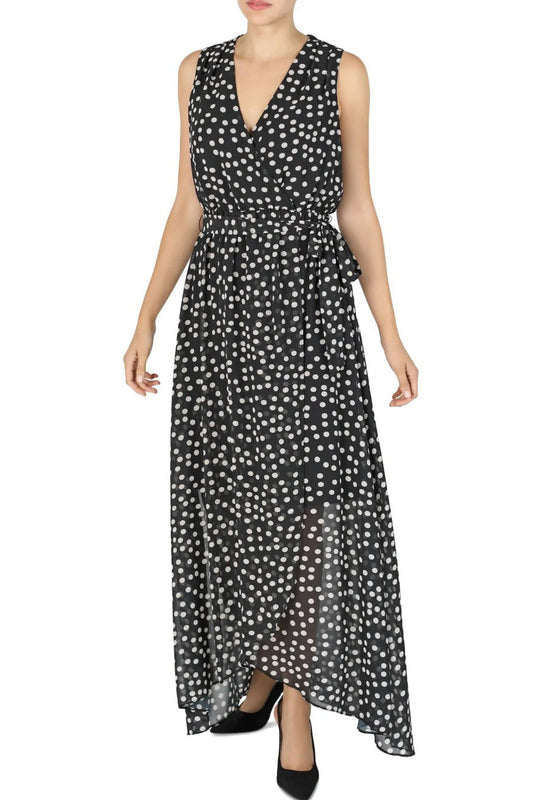 Donna Ricco Halter Neck Hi-Low Maxi Dress-0