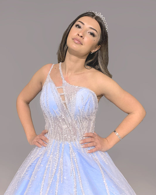 Mercan colored wedding dress