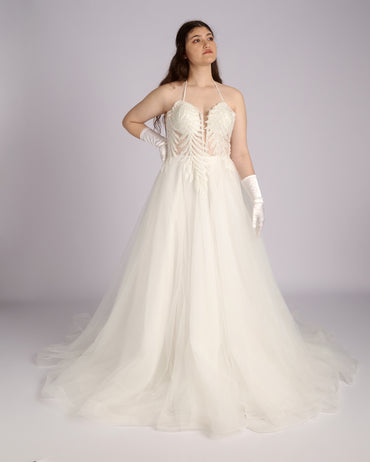 Danai Hand Beaded Crystal Bustier Wedding Dresses-1