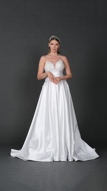 Eva narrow skirt a line wedding dress with detachable skirt