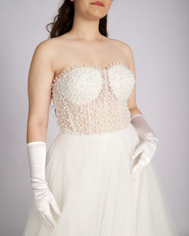 Iphigenia Pearls and Crystal Hand Beaded Bridal Gown wedding dresses