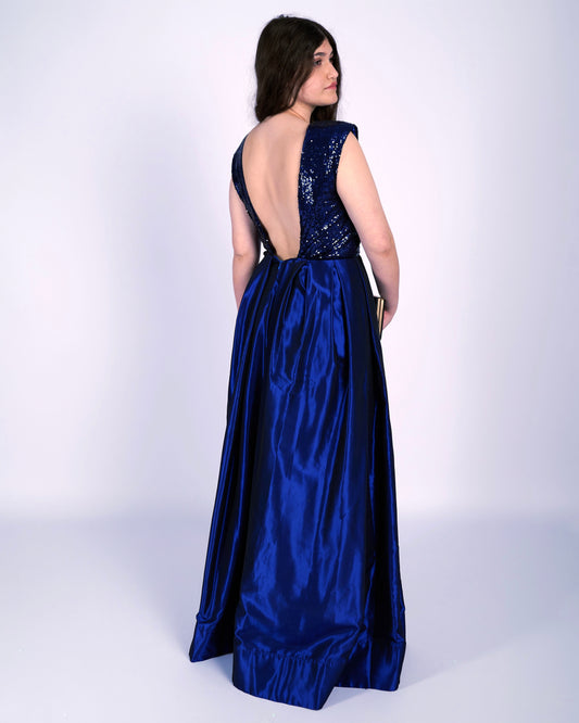 Josephine Royal Blue Sequin Taffeta Dress "evening dresses"-0