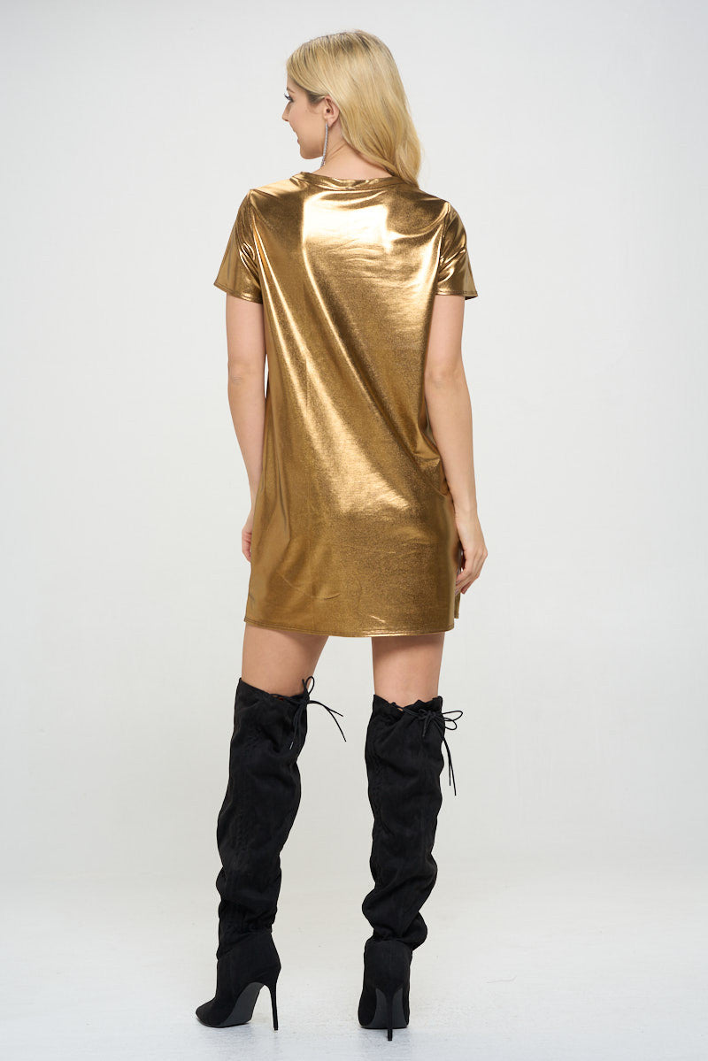 Metallic Short Sleeve Dress-4