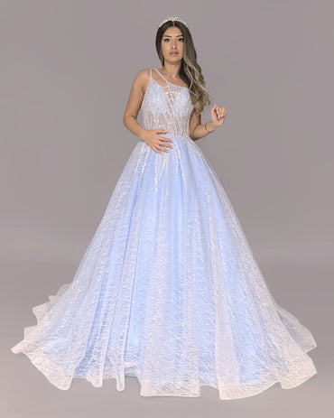 Mercan colored wedding dress