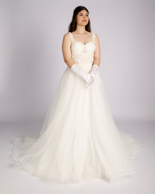 Augustine Hand Beaded Embroidery Lace with Crystals Wedding Dresses-0