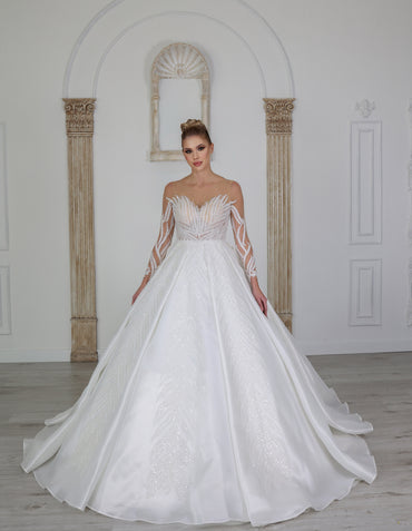 Yaprak a line wedding dress-1