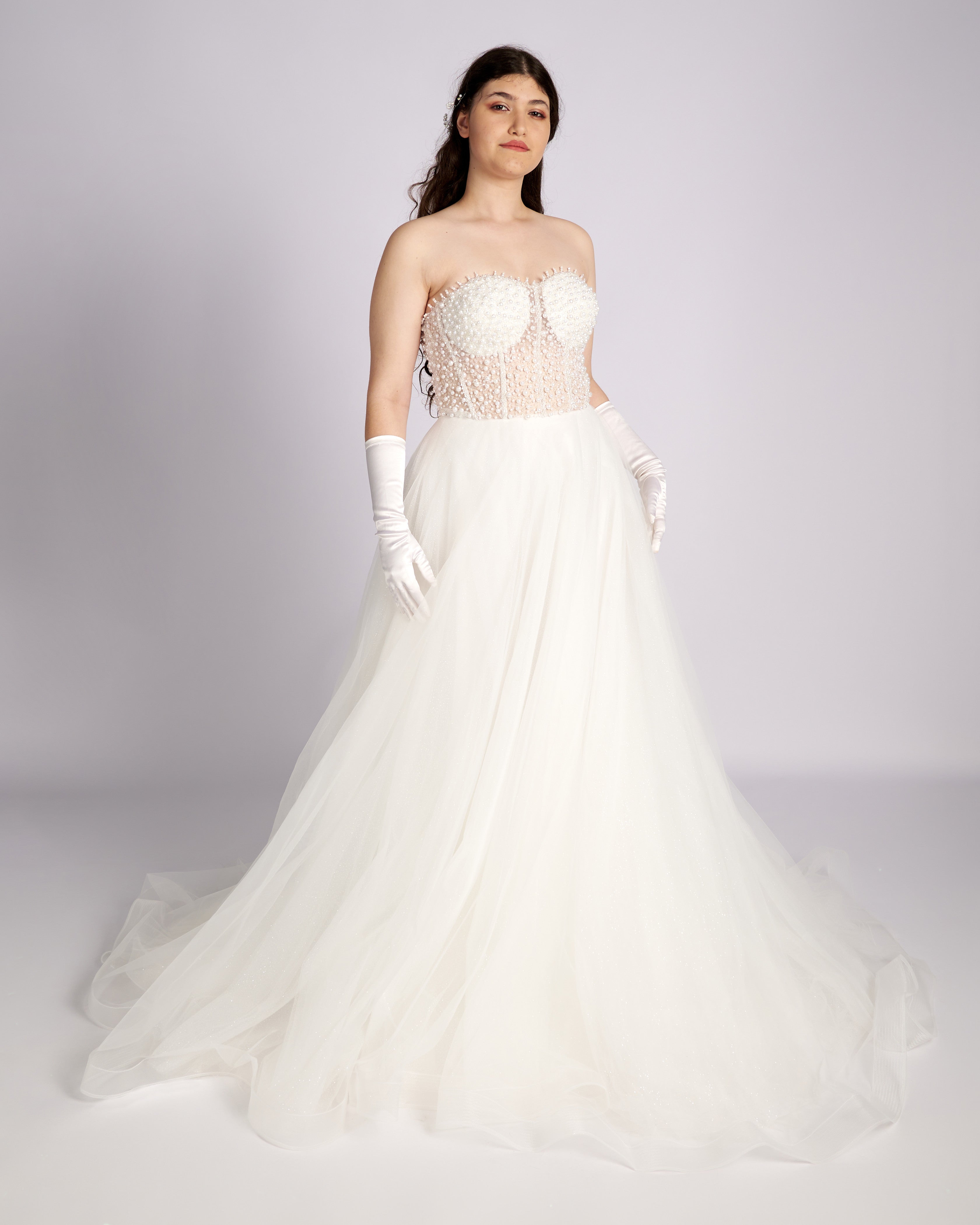 Iphigenia Pearls and Crystal Hand Beaded Bridal Gown wedding dresses