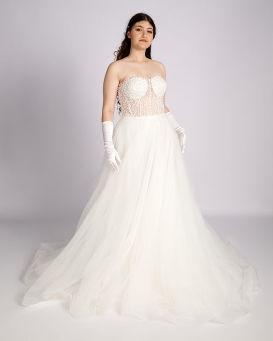 Iphigenia Pearls and Crystal Hand Beaded Bridal Gown wedding dresses