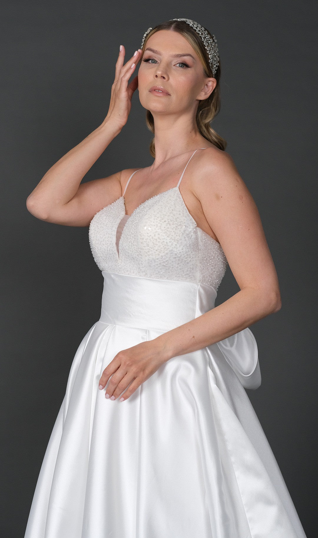 Eva narrow skirt a line wedding dress with detachable skirt