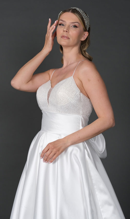 Eva narrow skirt a line wedding dress with detachable skirt