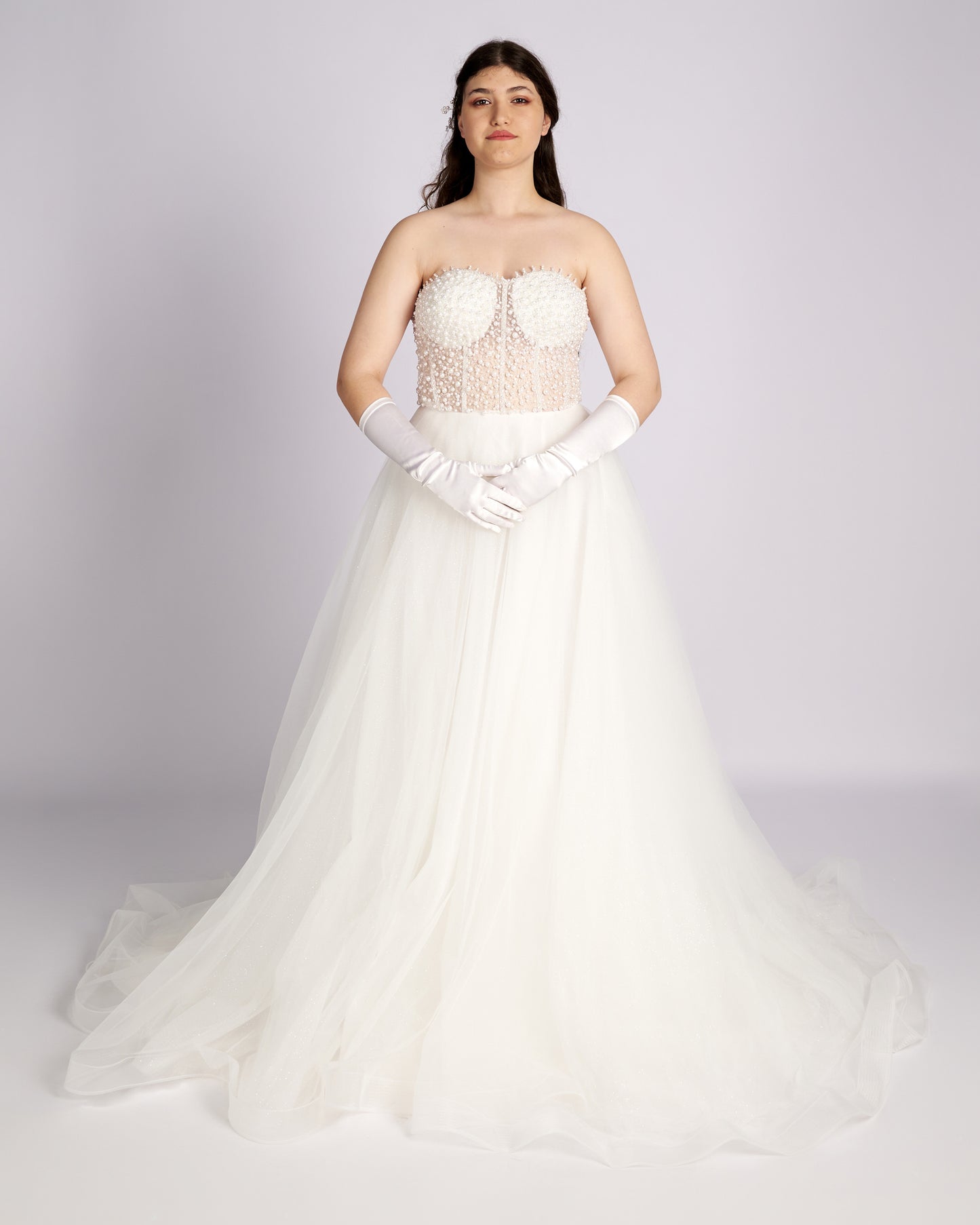 Iphigenia Pearls and Crystal Hand Beaded Bridal Gown wedding dresses