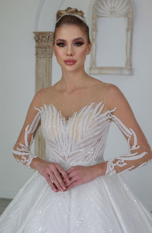 Yaprak a line wedding dress-0