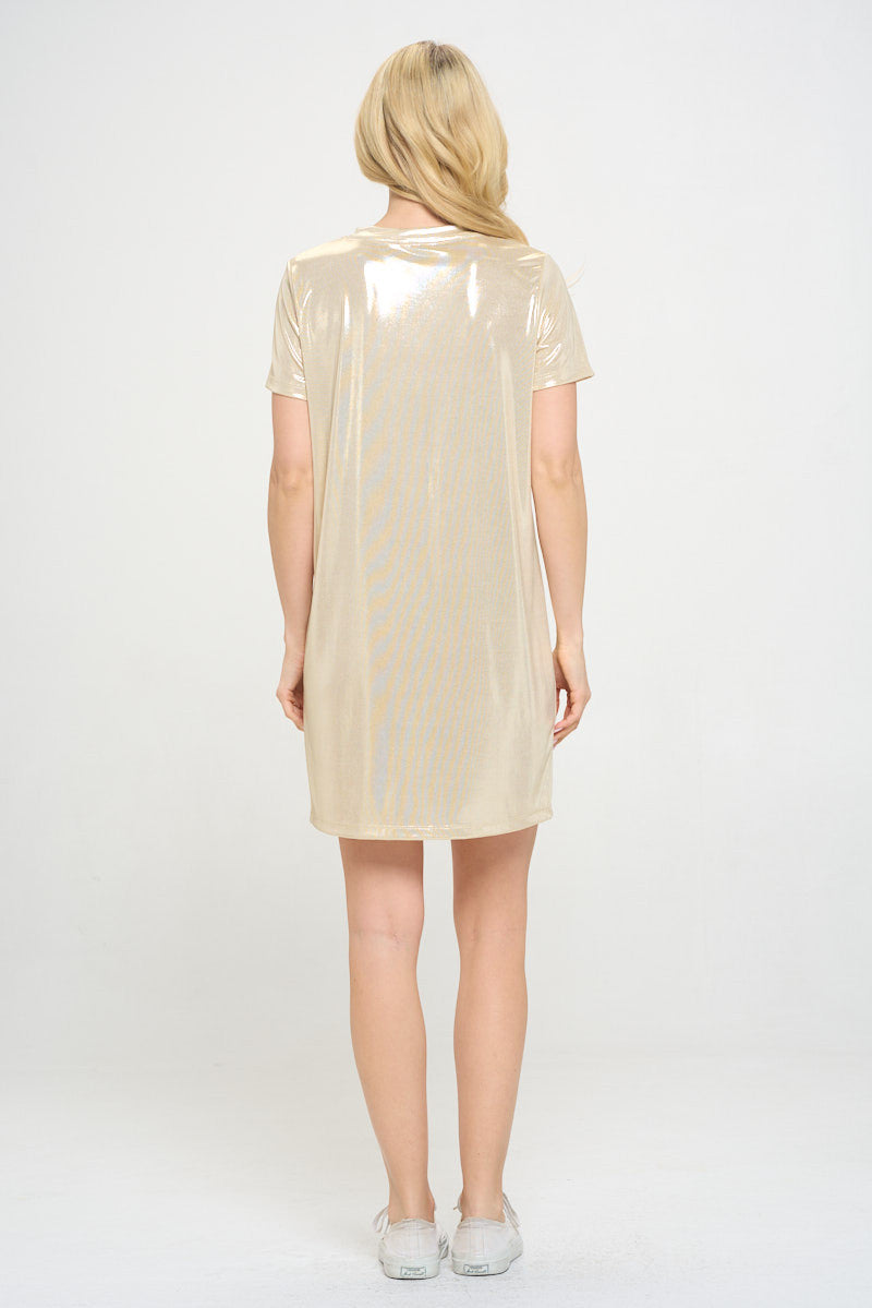 Metallic Short Sleeve Dress-4