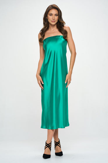 Silky Satin Tube Draped Dress-1