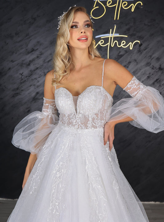 Edna narrow skirt a line wedding dress-0