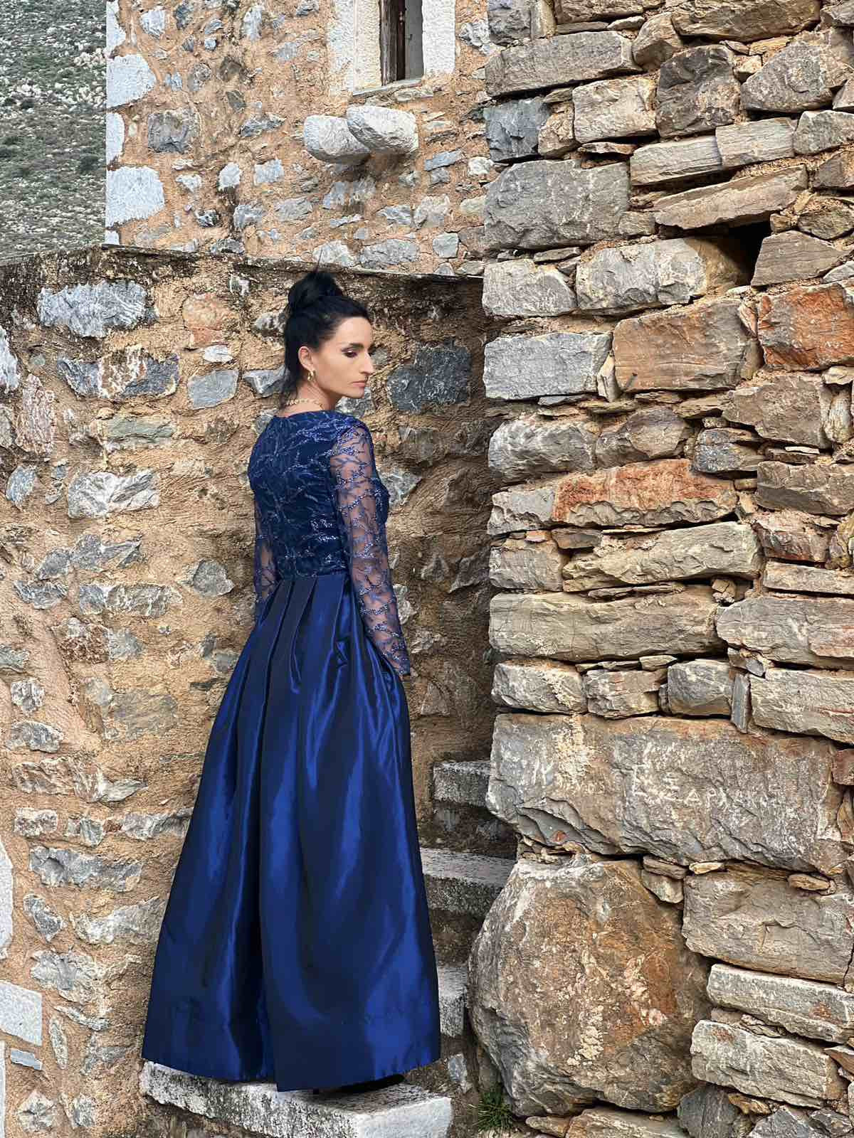 Ariadna Taffeta Dress pleated skirt with an lace top-4