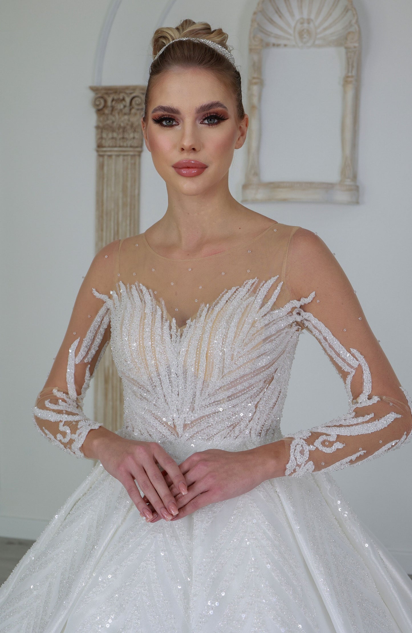 Yaprak a line wedding dress
