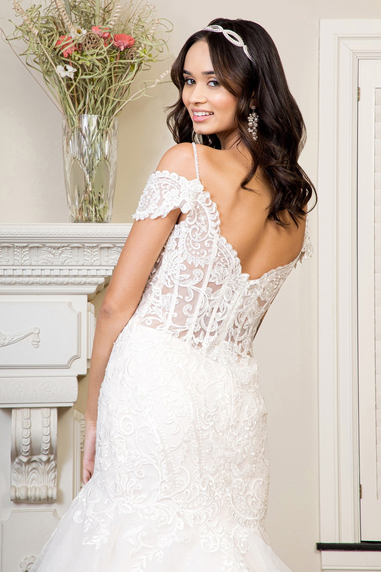 Sweethearted Embroidered Mesh Mermaid w/ Tail Long Wedding Dress GLGL1938