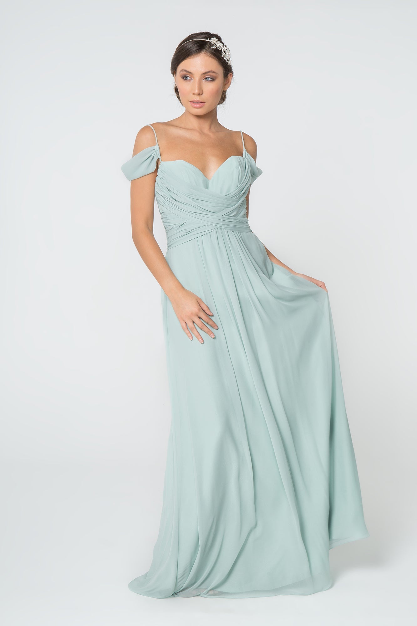 Luminous Chiffon Ruched Sweetheart Long Bridesmaid Luxurious Formal Gown for Formal GLGL28-6