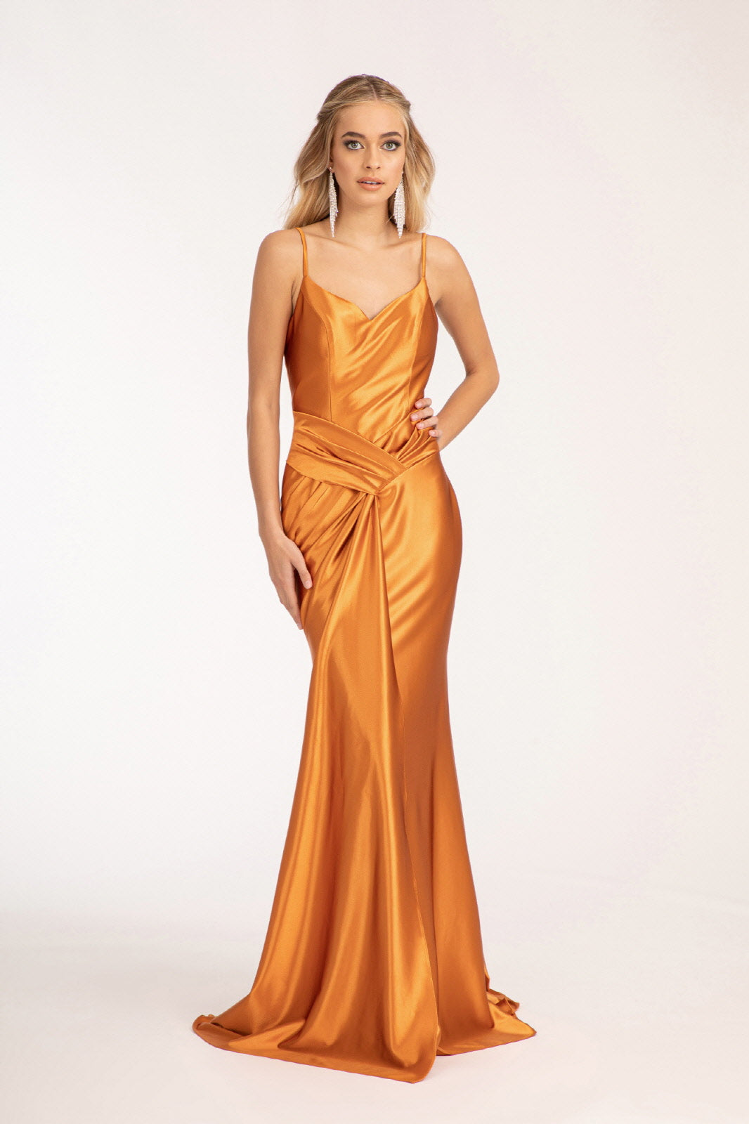 Sweetheart Satin Mermaid Bridesmdi Gown w/ Open Back & Gathered Waistline GLGL3044-8