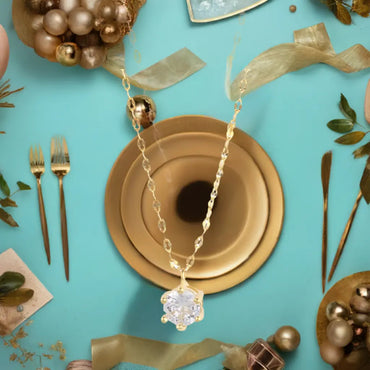 14K Gold Plated Solitaire Necklace-1